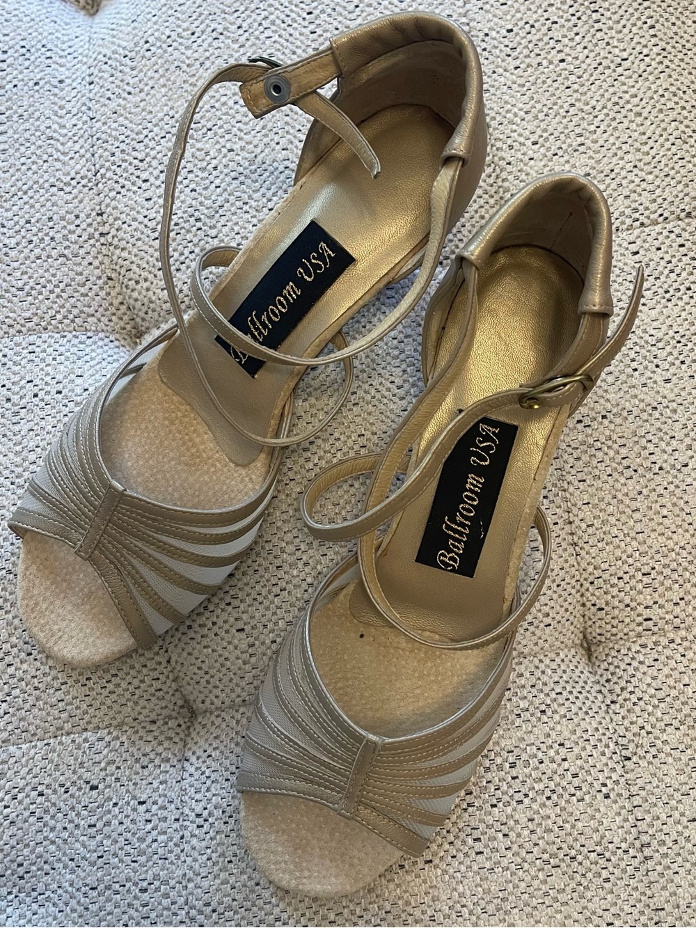 Gold Strappy  Dance Heels